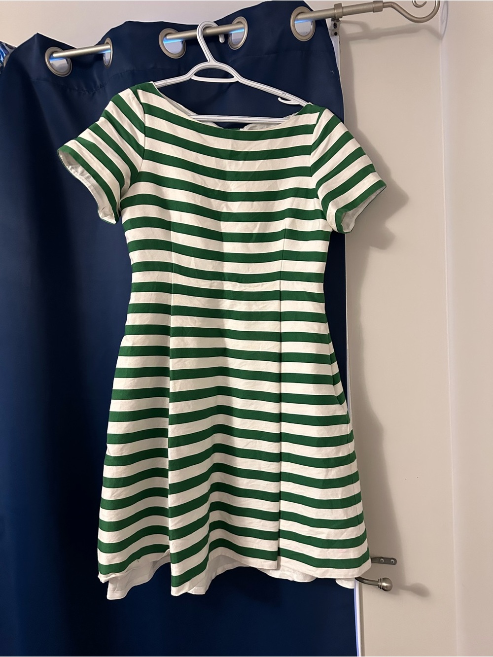 Kate Spade Green & White Striped Short-Sleeve Dress
